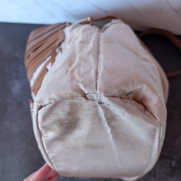 Michael Kors Brown Pebbled Leather Tote with Gold MK Charm - Picture 9 of 16